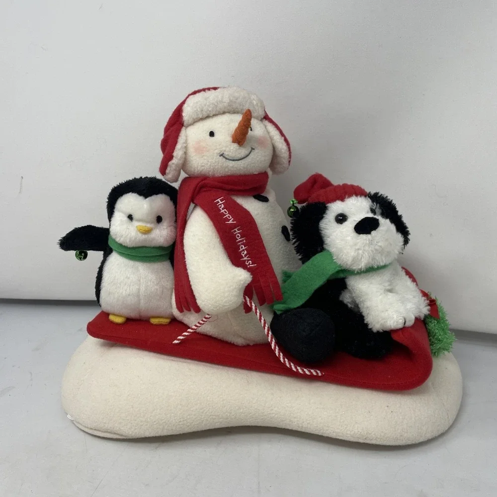 Hallmark Sleigh Ride Jingle Pals Plush Snowman Penguin Dog Animated‎ Sings 2007